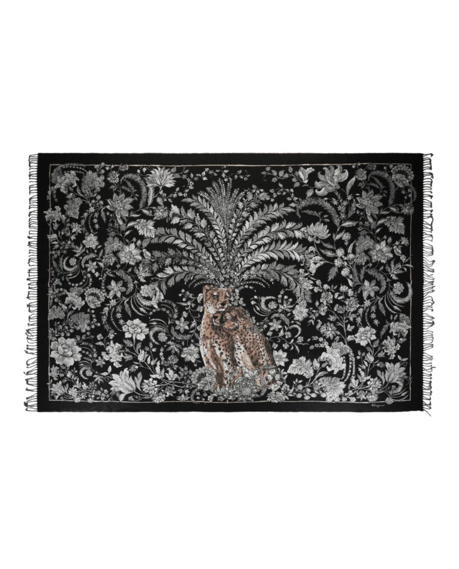 Ferragamo Leopard Baroque Print Throw Blanket