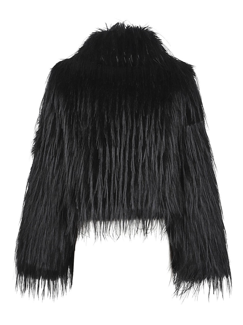 Pinko Cropped Peacoat-Style Jacket In Soft Fur-Effect Fabric