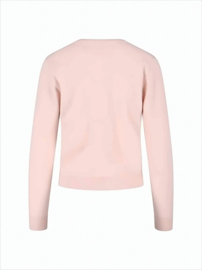Maison Margiela Pastel Pink Wool Cardigan With Ribbed Cuffs