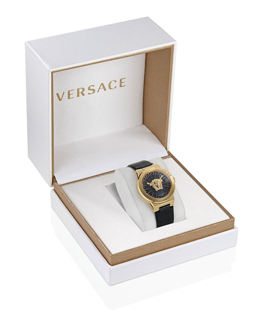 Versace Medusa Infinite Leather Watch With 38Mm Yellow Gold Case