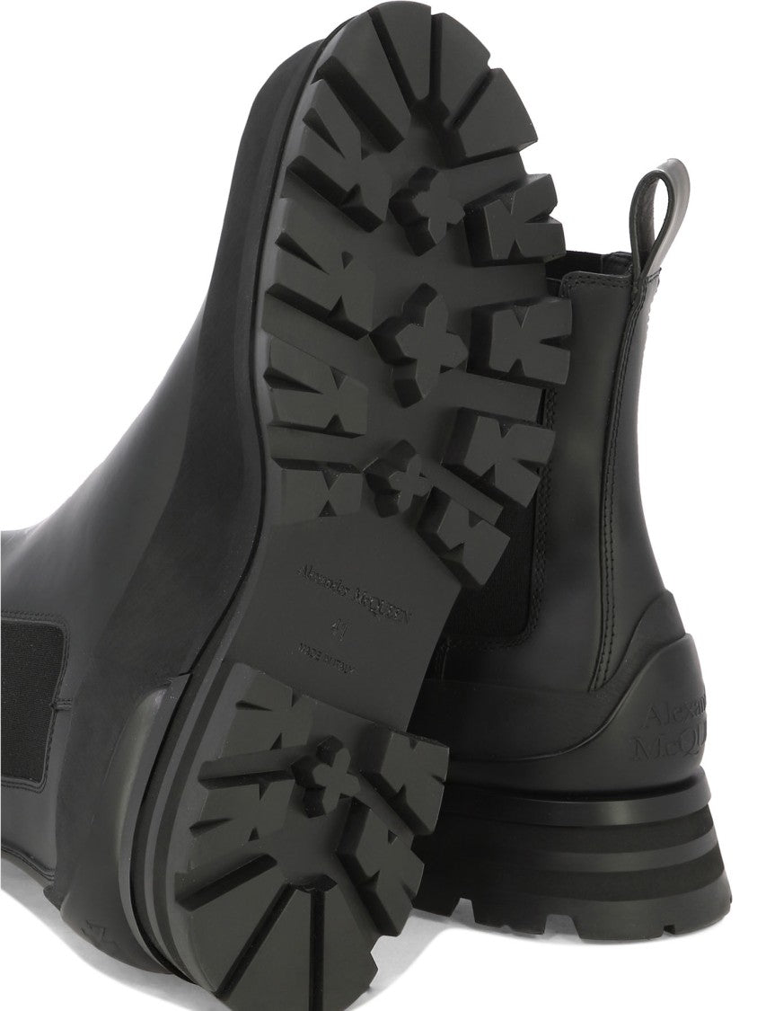 Alexander Mcqueen Leather-Rubber Ankle Boots