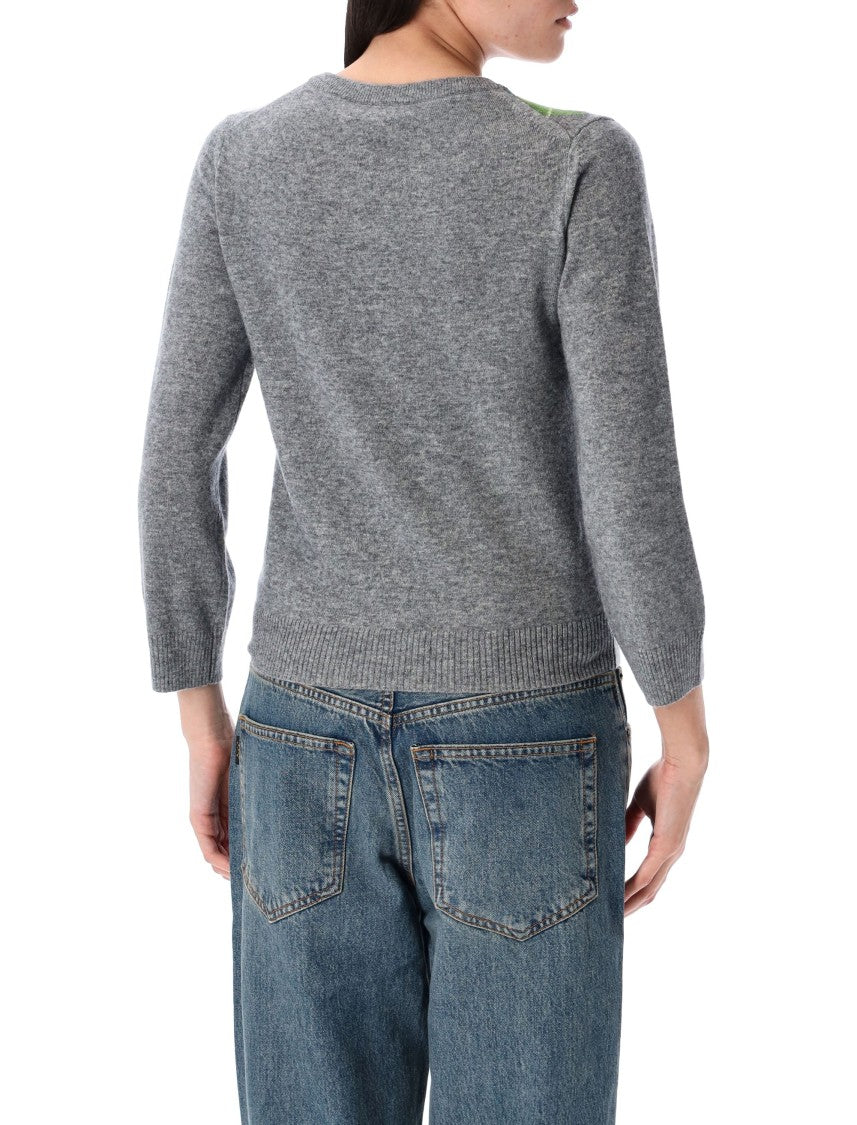 Ganni Checked Cardigan With Ribbed Edges