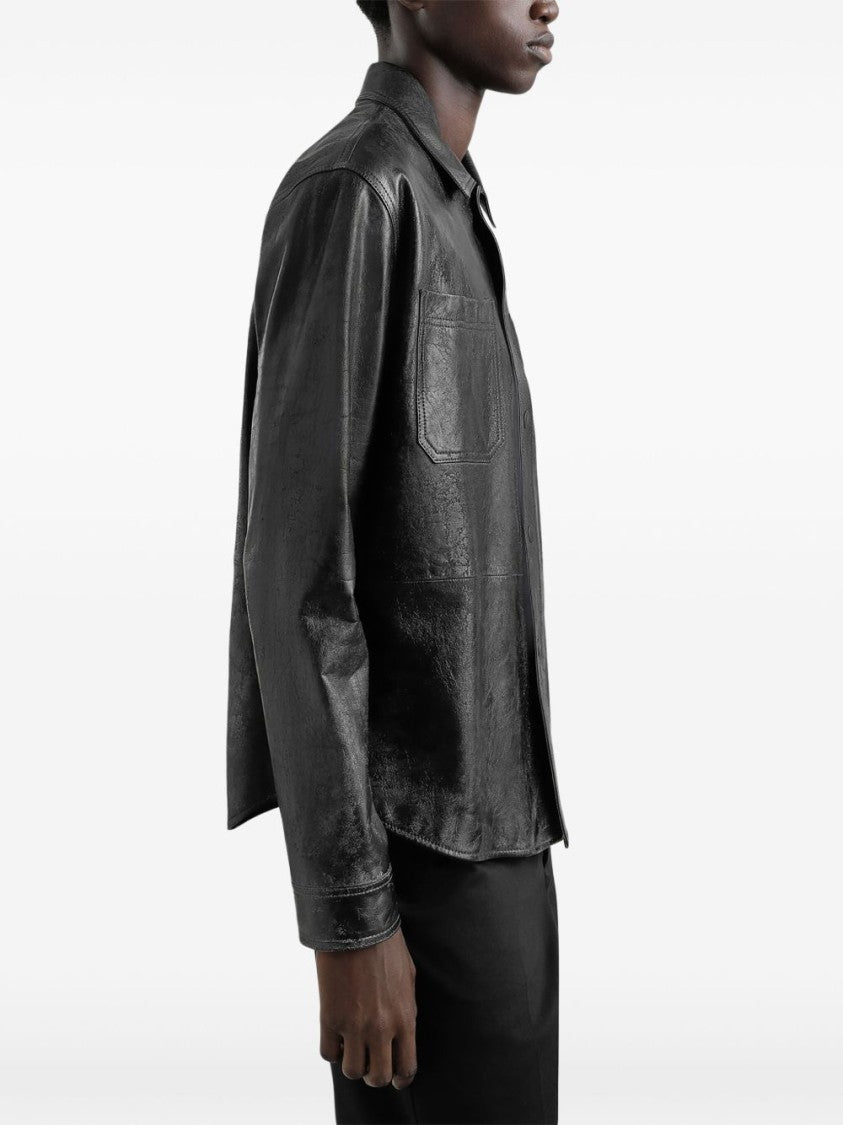 Dolce & Gabbana Structured Black Shirt With Classic Collar And Press-Stud Fastenings