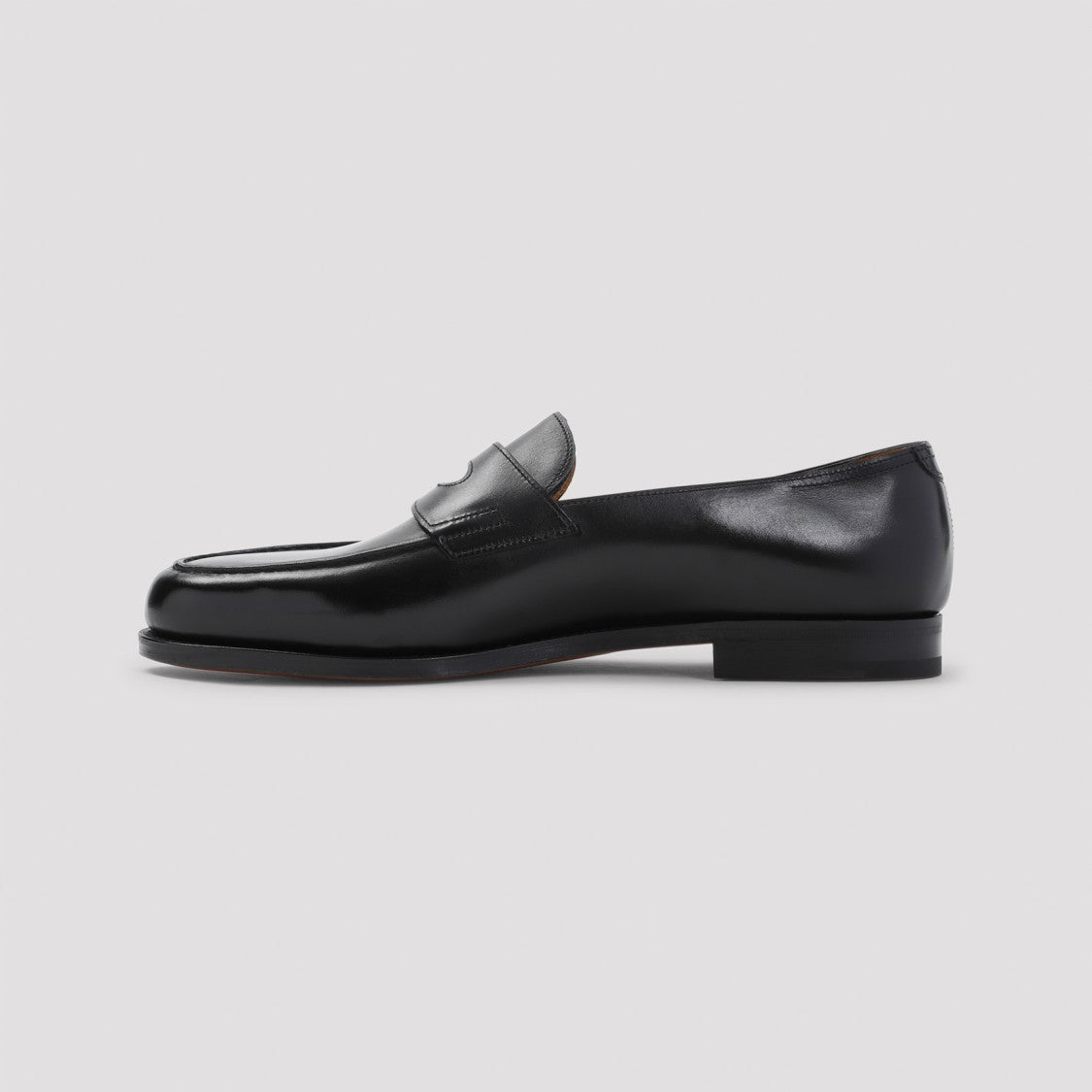 John Lobb Lopez Black Calf Leather Loafers