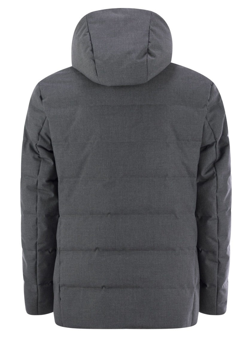 Fay Double-Breasted Down Jacket With Hood