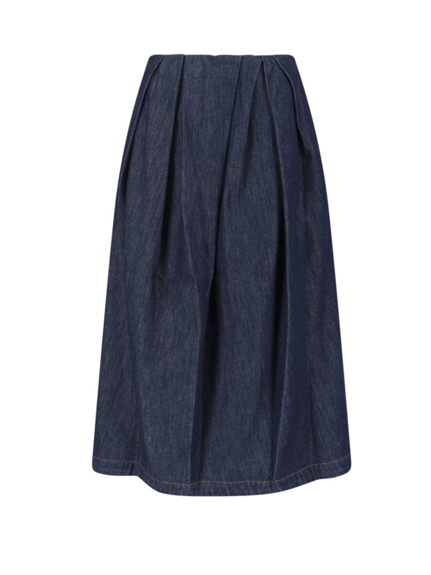 Dries Van Noten Midi Denim Skirt – Blue
