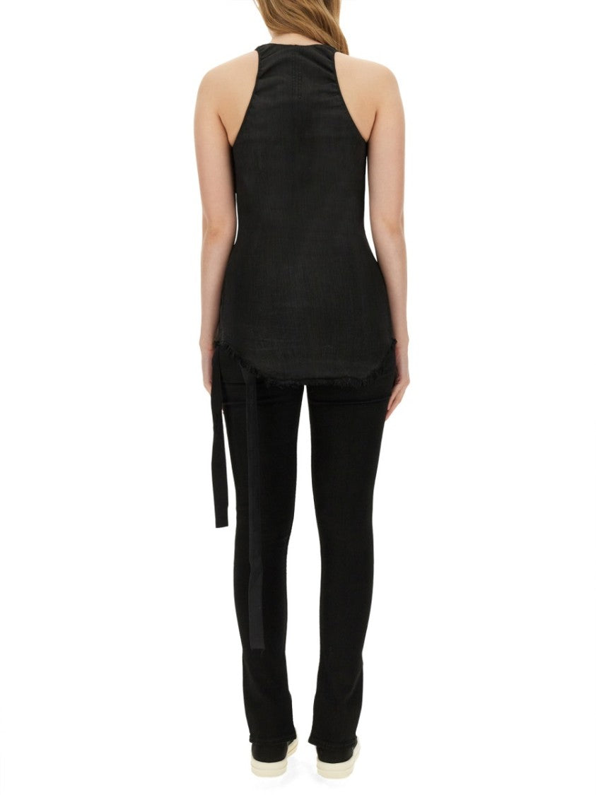 Drkshdw By Rick Owens Slim-Fit Denim Top With Halter Neckline