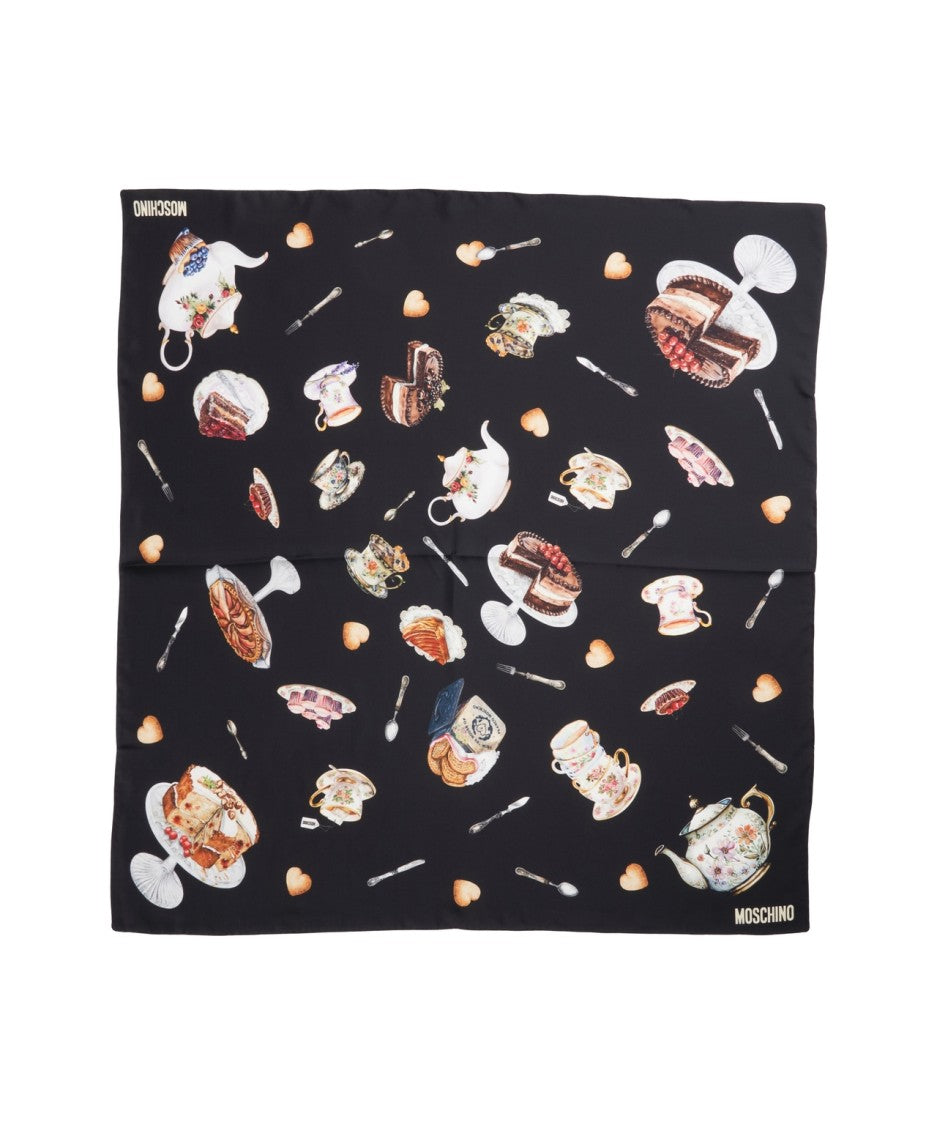 Moschino Detailed Print Silk Scarf