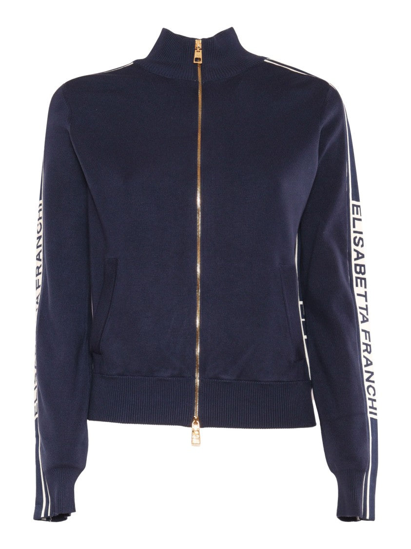 Elisabetta Franchi Fitted Blue Tricot Top