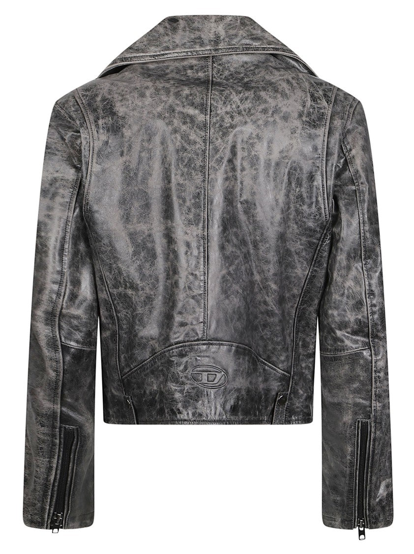 Diesel L-Eon Cjcm Distressed Leather Biker Jacket