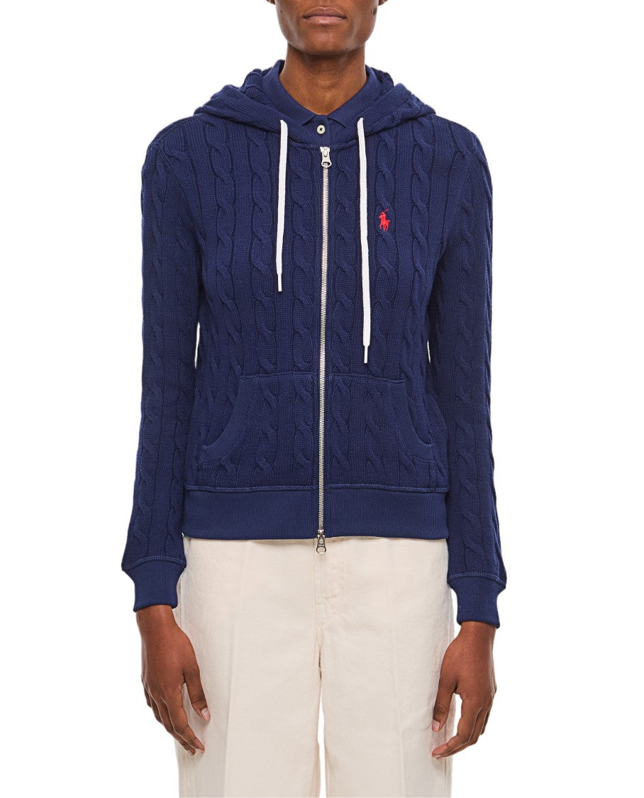 Polo Ralph Lauren Knitted Full Zipper Sweatshirt With Braided Pattern