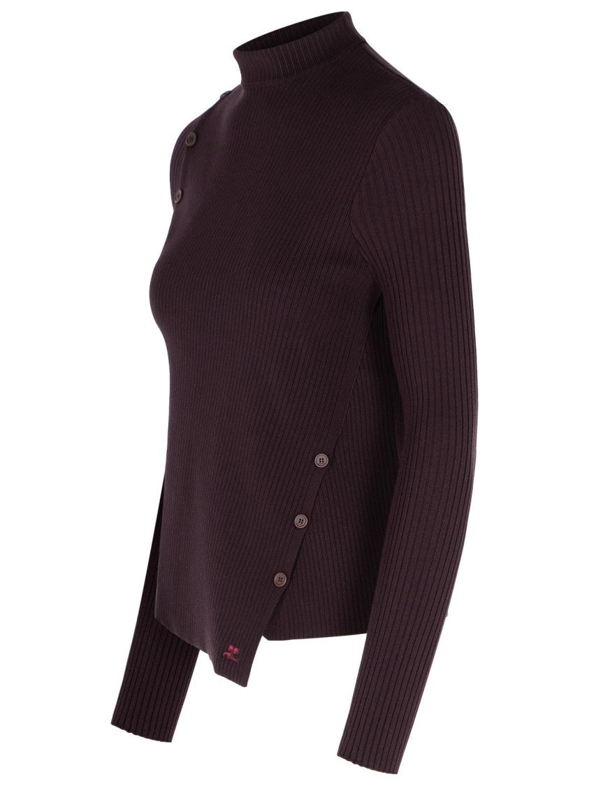 Courrèges Oblique' Burgundy Viscose Blend Sweater