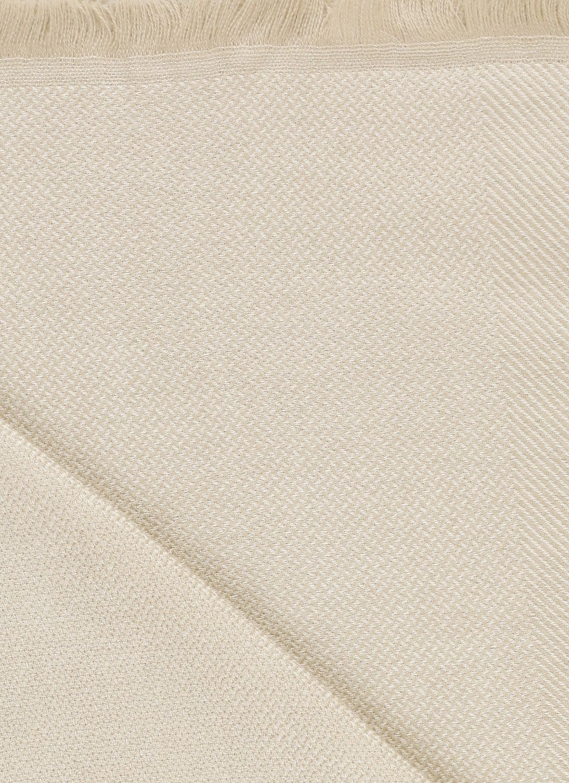 Brunello Cucinelli Beige Cashmere And Wool Scarf