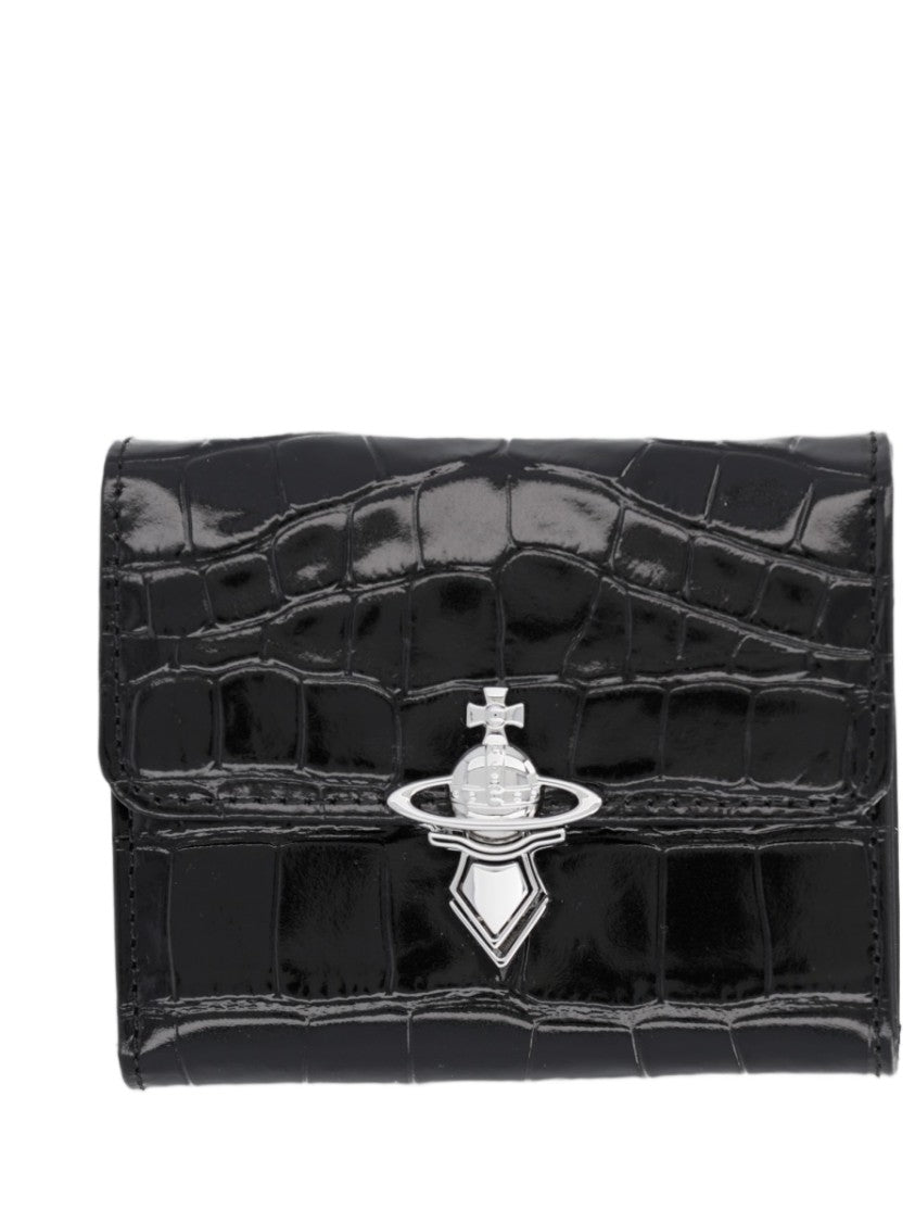 Vivienne Westwood Crocodile-Embossed Orb Clasp Calf Leather Wallet