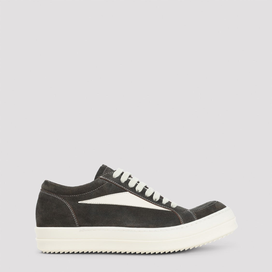 Rick Owens Indigo Blue Suede Leather Vintage Sneakers With Contrasting Details