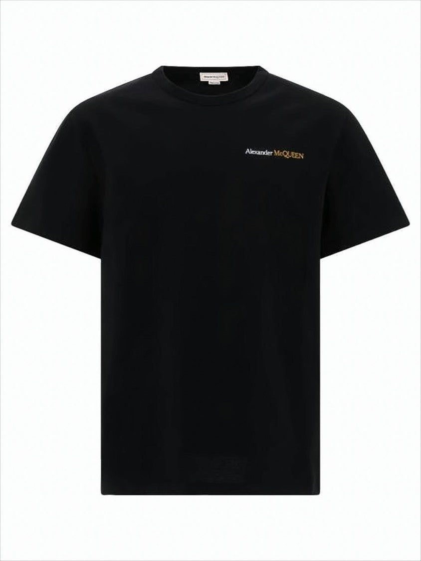 Alexander Mcqueen Minimalist Black T-Shirt With Subtle Logo Detail
