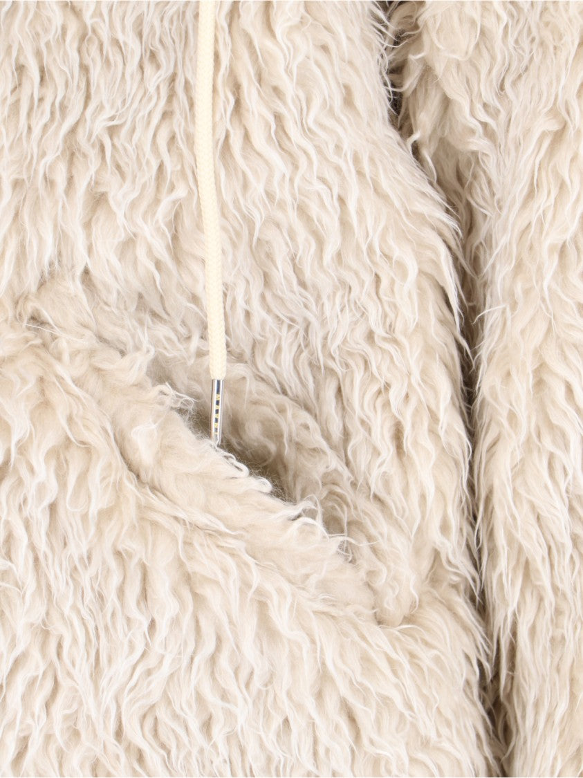 Marni Faux Shearling Hooded Jacket – Cream