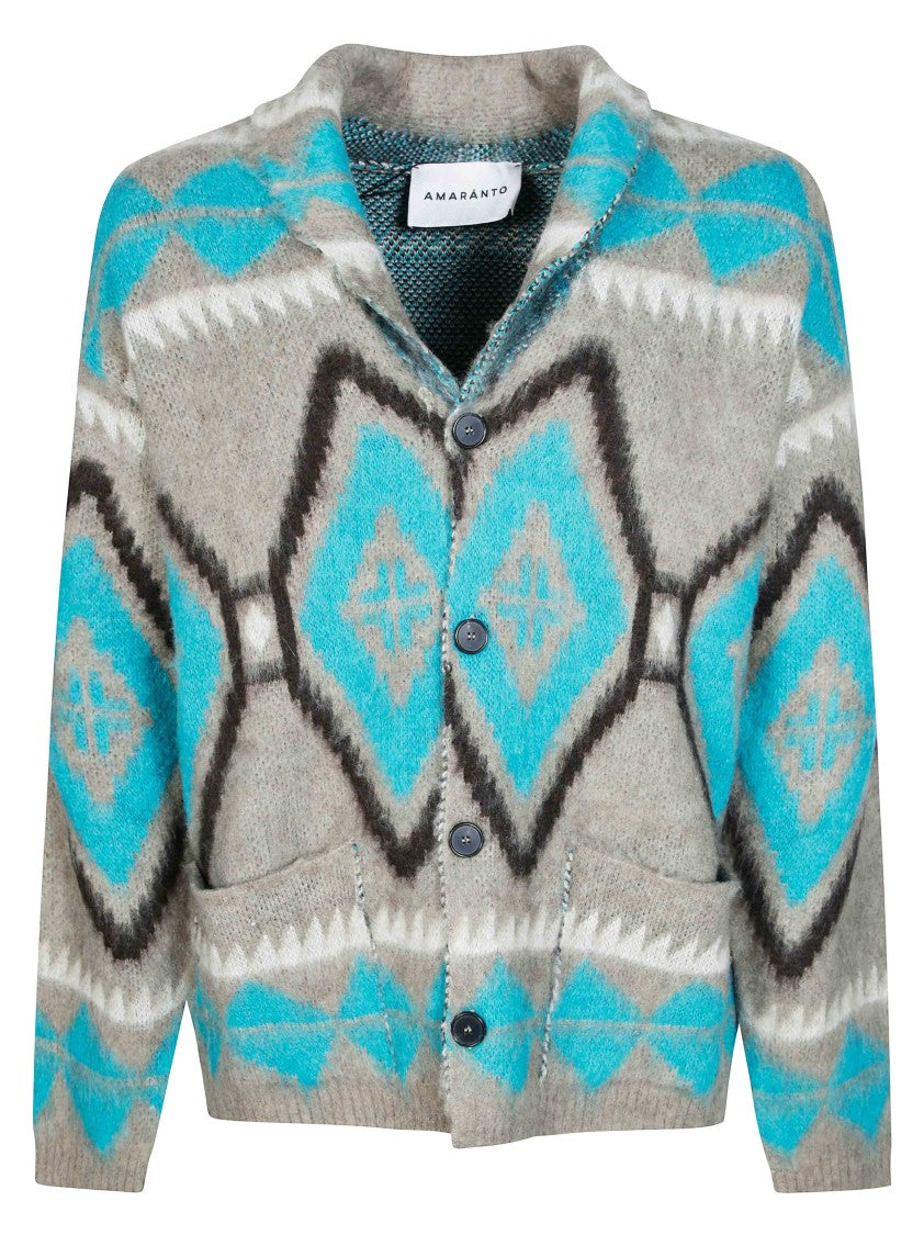 Amaranto Geometric Patterned Buttoned Cardigan