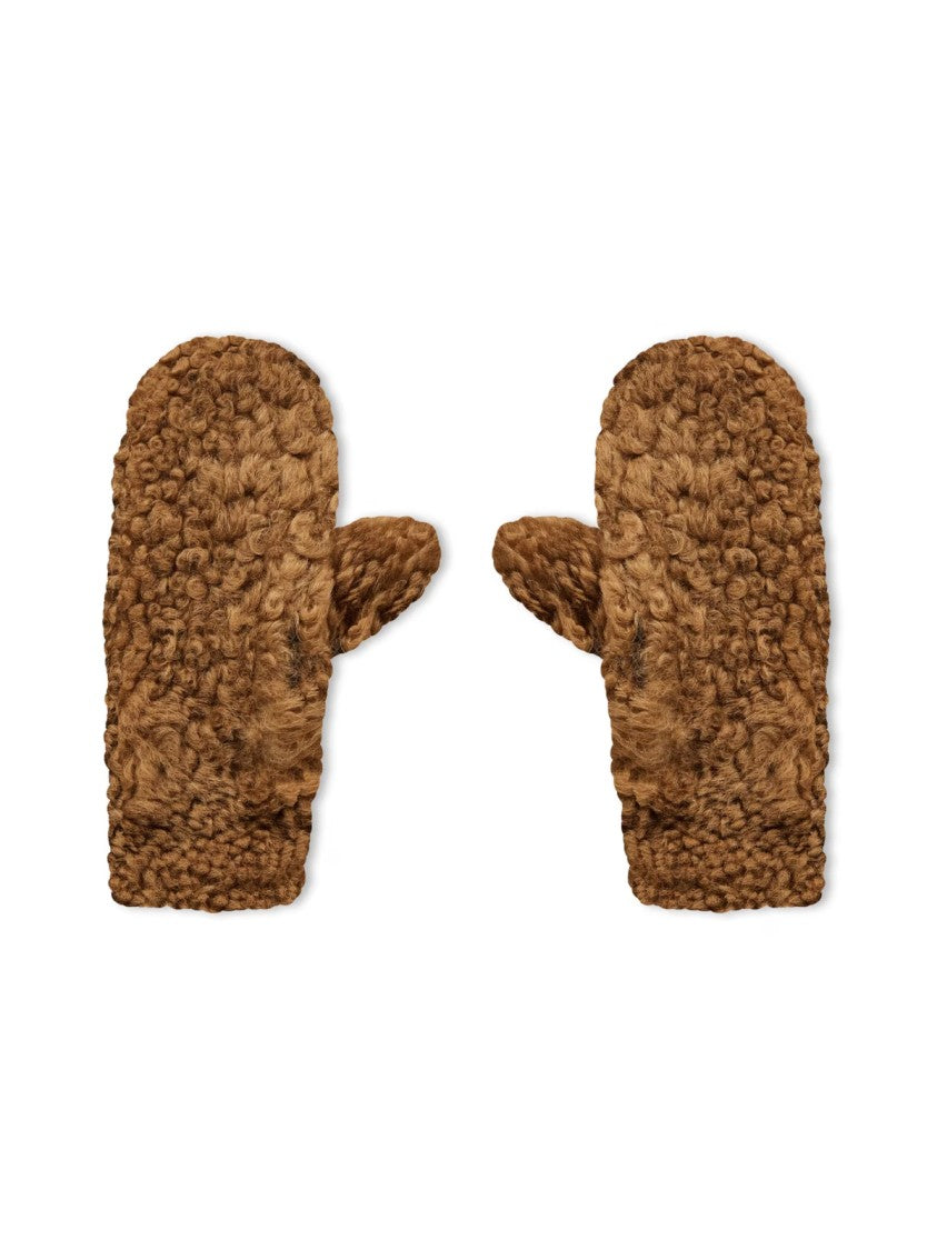 Bottega Veneta Teddy Shearling And Leather Logo Gloves