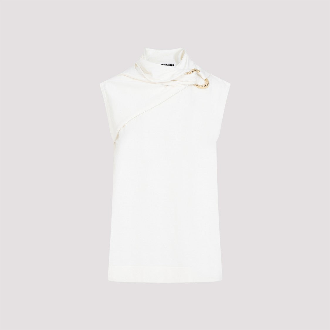 Jil Sander Draped Knitted Coconut Virgin Wool Tank Top