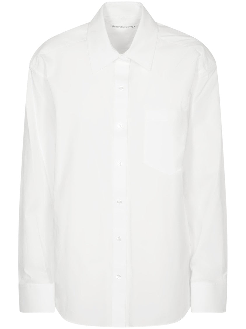 Alexander Wang Boyfriend Shirt With Logo Flag Tag And Relaxed Fit