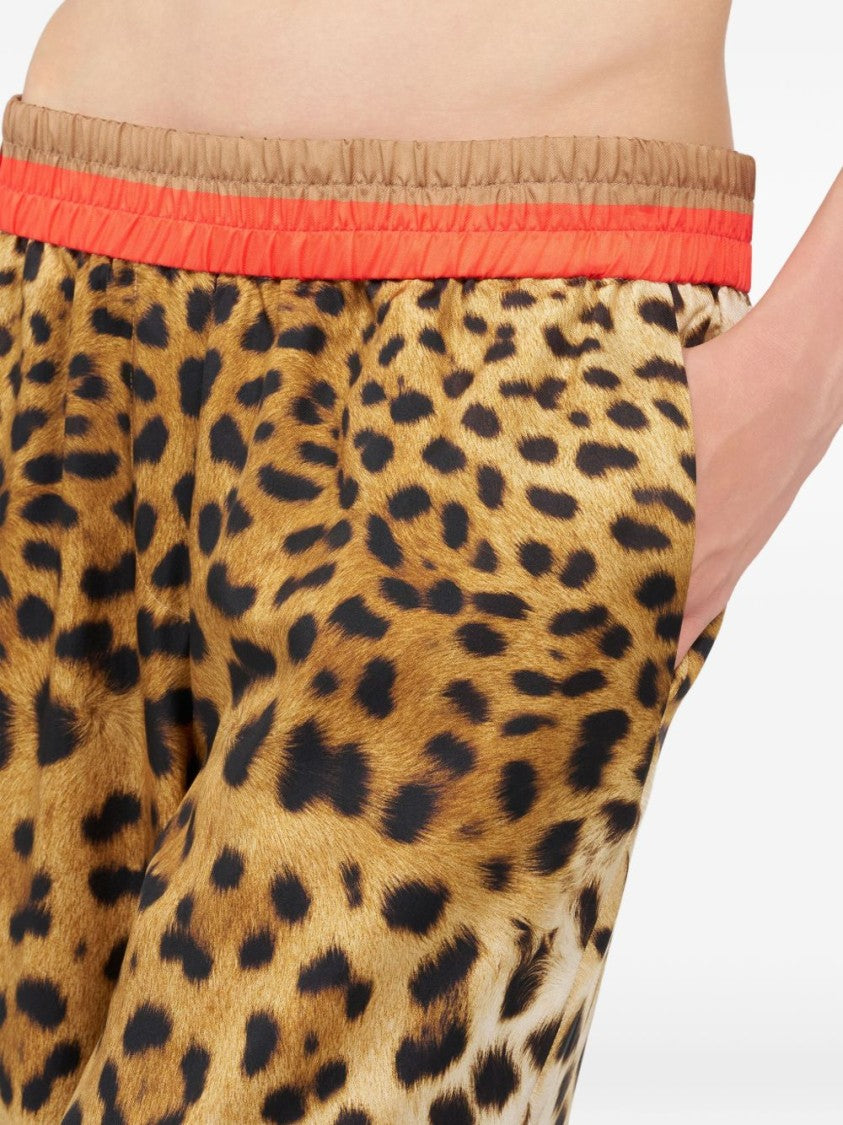 Roberto Cavalli Leopard Print Silk Trousers