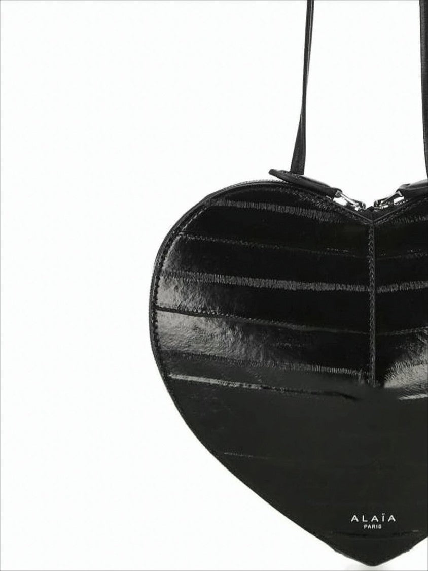 Alaïa Heart-Shaped Glossy Leather Shoulder Bag With Quilted Pattern