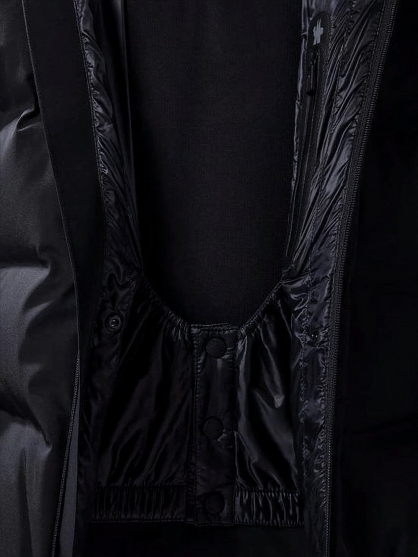 Moncler Matte Black Down Jacket With Detachable Hood