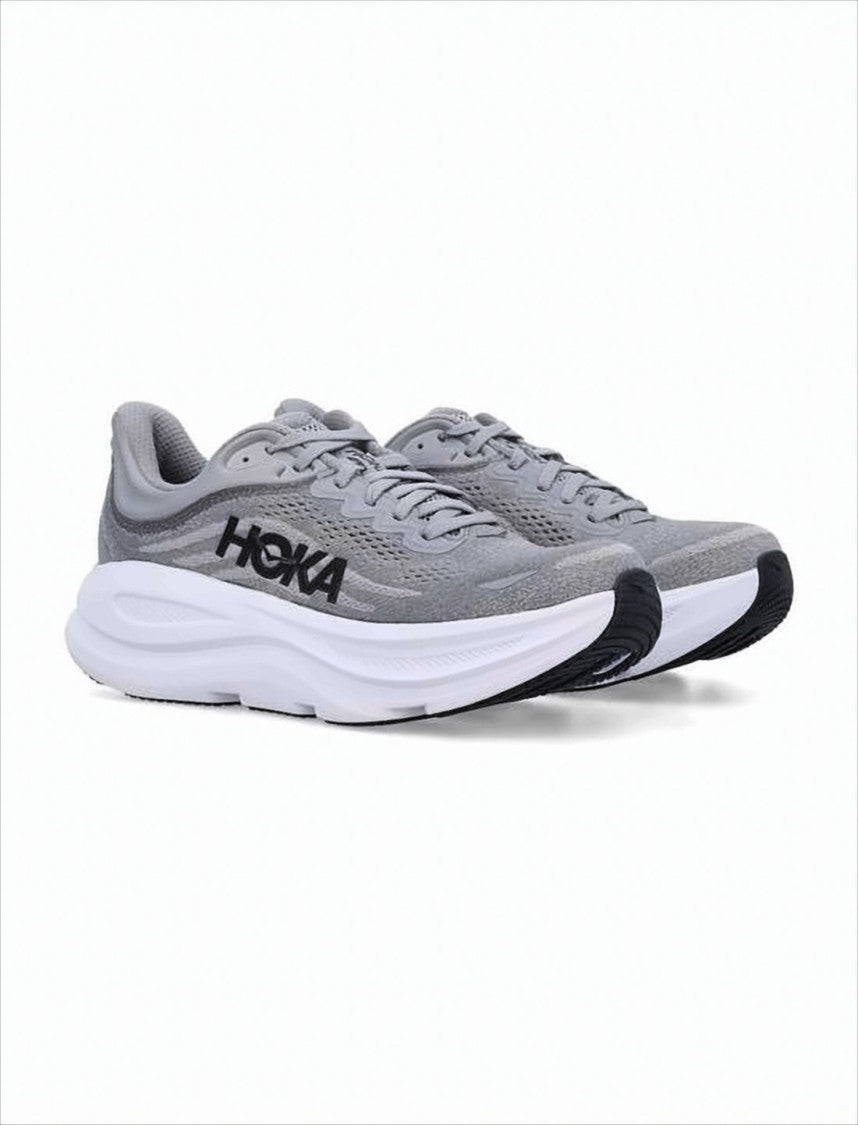 Hoka Breathable Mesh Grey Sneakers With Cushioned Midsole