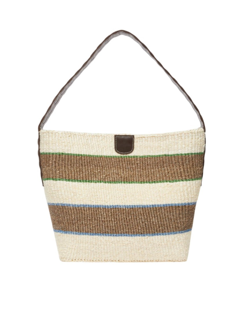 Max Mara Trapezoid Bucket Bag In Natural Rope