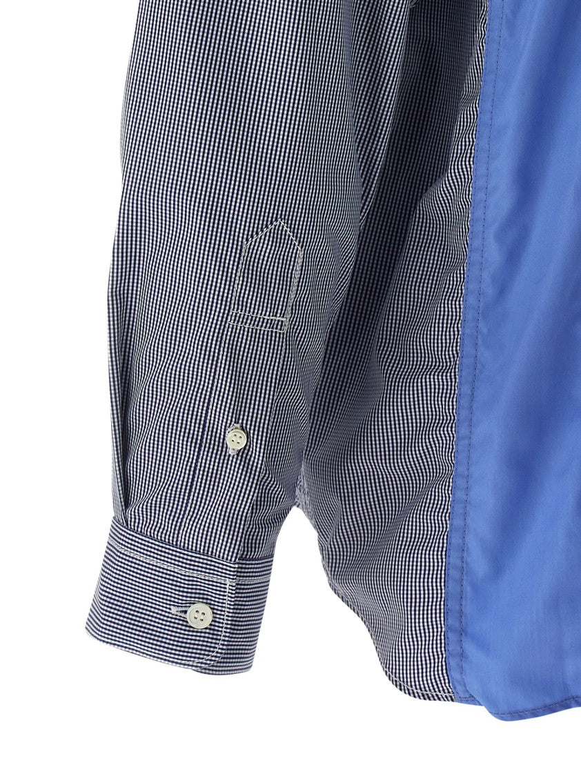 Comme Des Garçons Patchwork Patterned Cotton Poplin Shirt With Fringed Hem