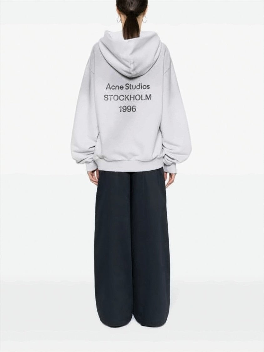 Acne Studios Oversized Grey Hoodie With Relaxed Fit And Bold Detailing