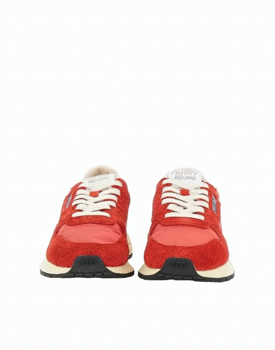 Autry Dynamic Red Suede And Nylon Sneakers