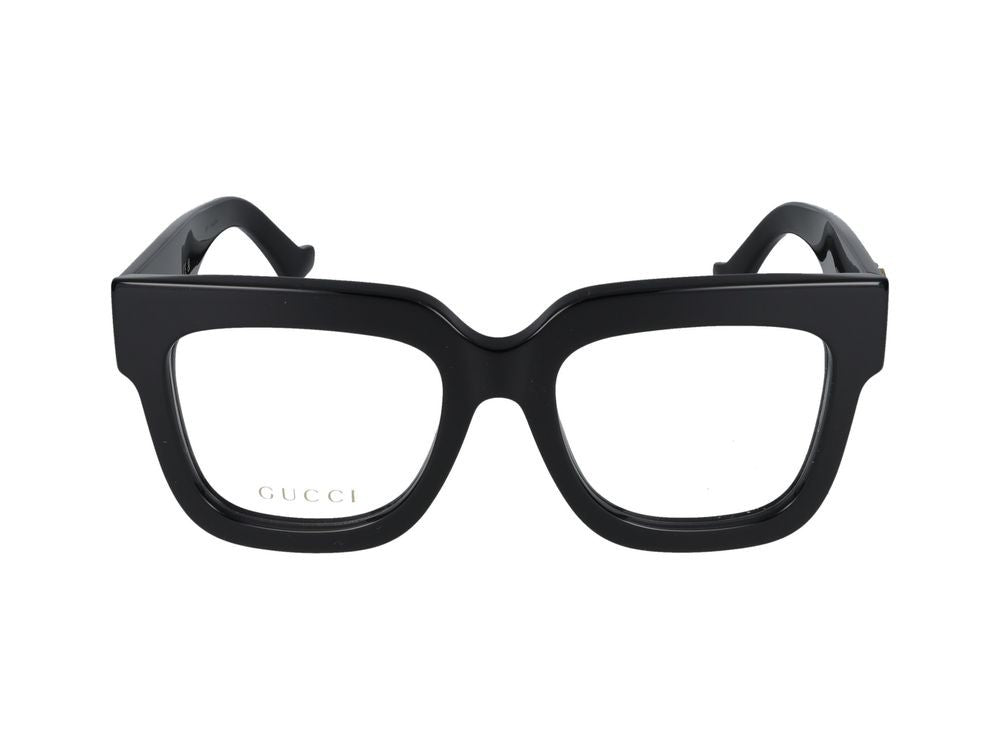 Gucci Black Gold Accents Oversized Square Eyeglasses