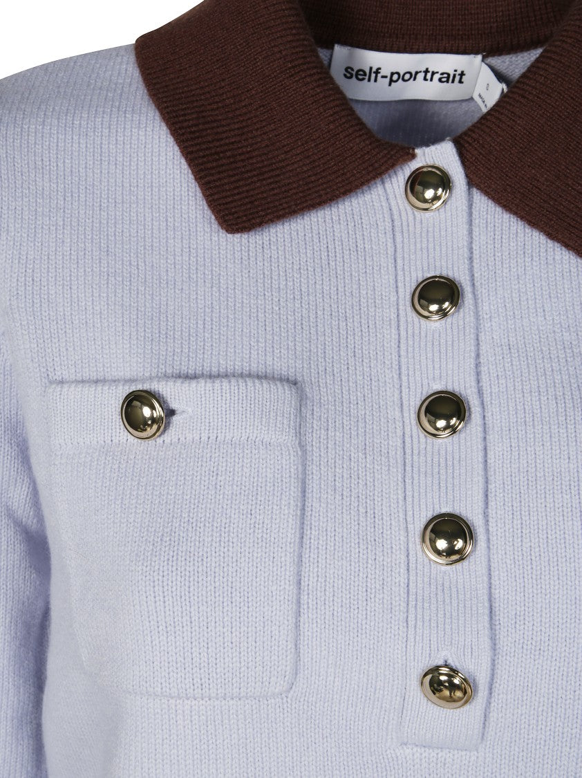 Self-Portrait Delicate Lace Long-Sleeved Top With High Neckline