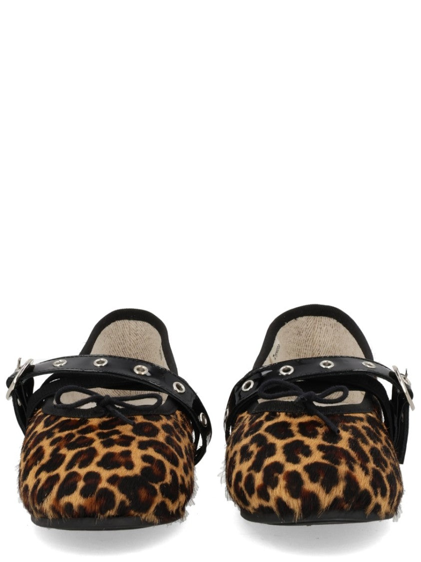 Repetto Multicolor Ballet Twist Leopard Calfskin Flats