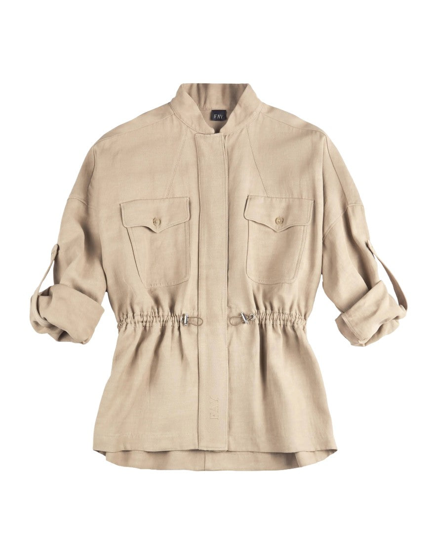 Fay Long-Sleeved Sahariana Overshirt With Adjustable Waist