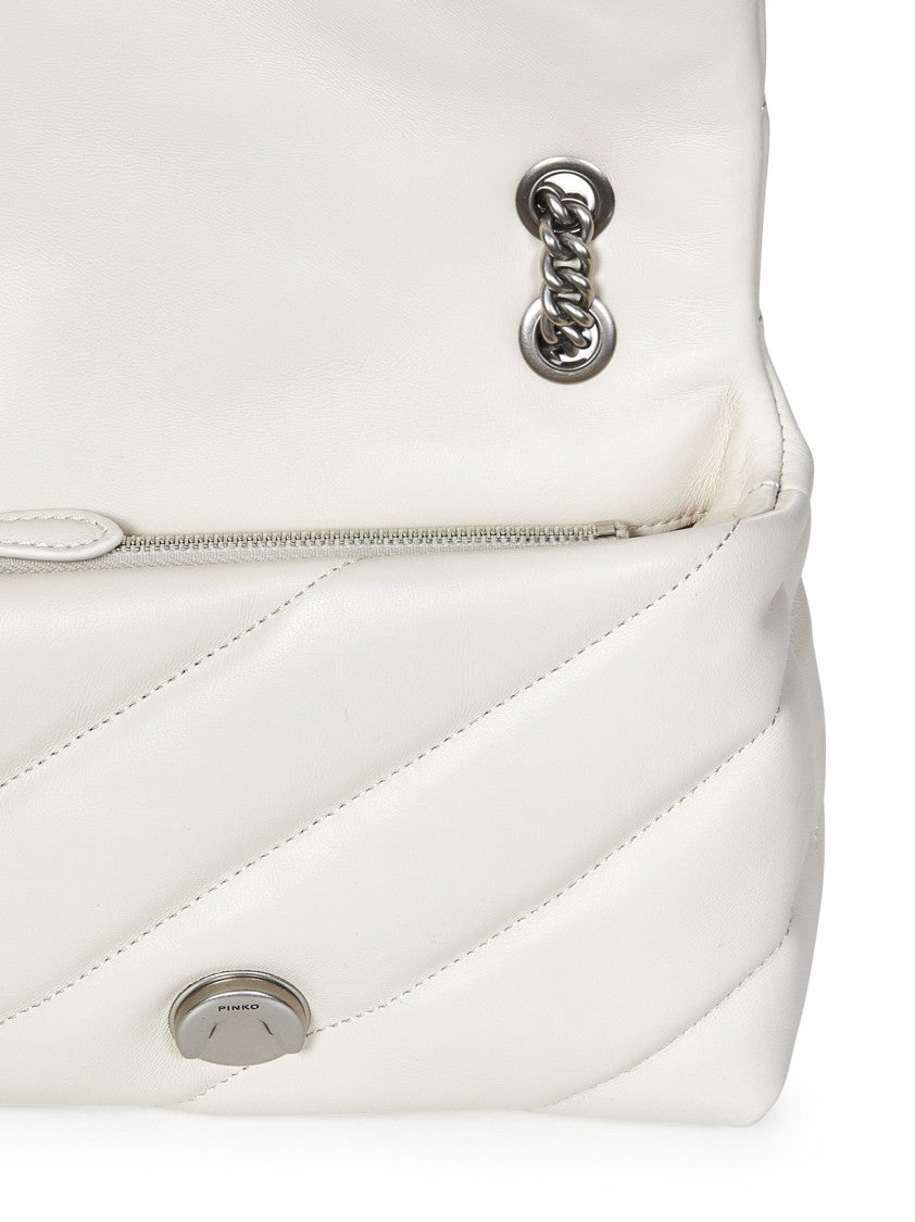 Pinko Mini Slanted-Quilted Nappa Bag With Logo Buckle And Chain Strap