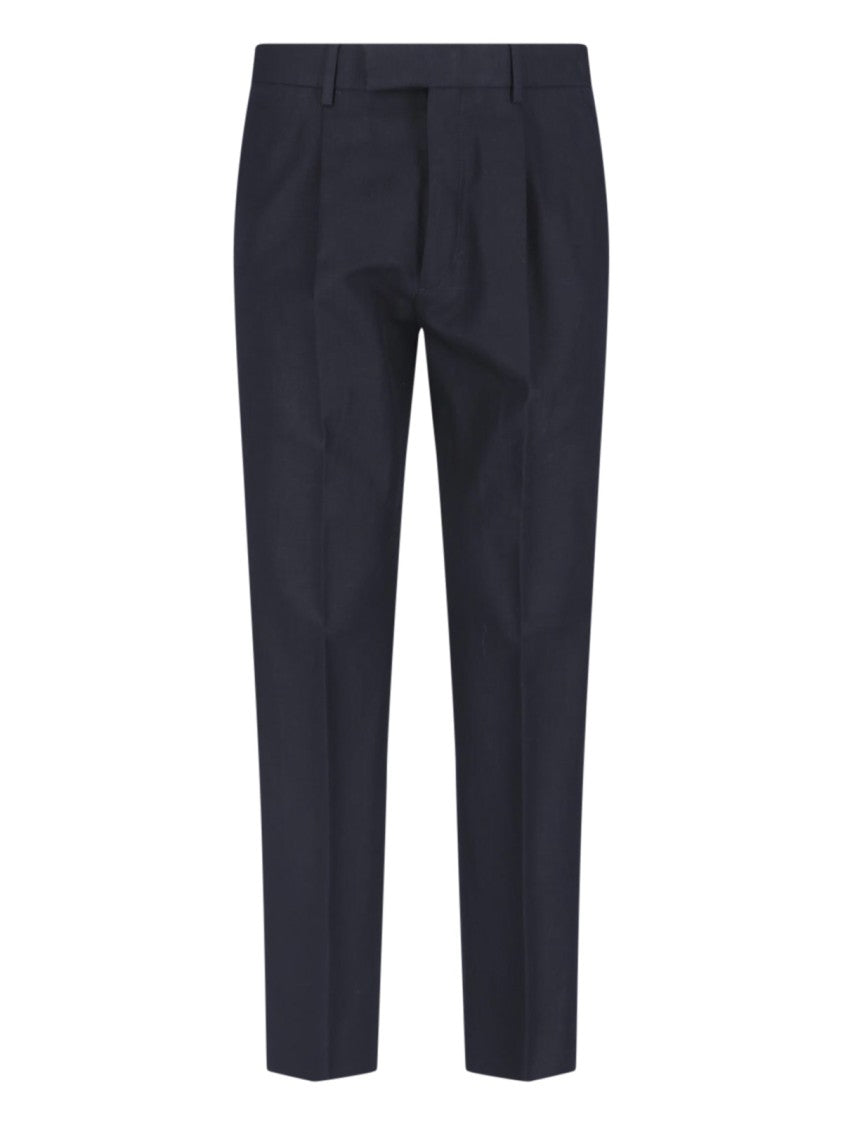 Zegna Blue Tailored Flat Front Technical Trousers
