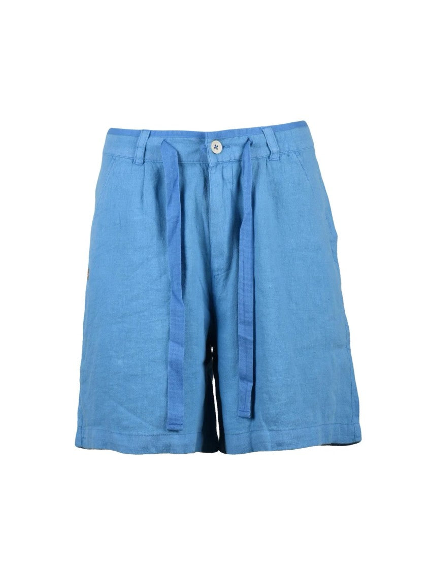 La Martina Light Blue Tie Linen Shorts