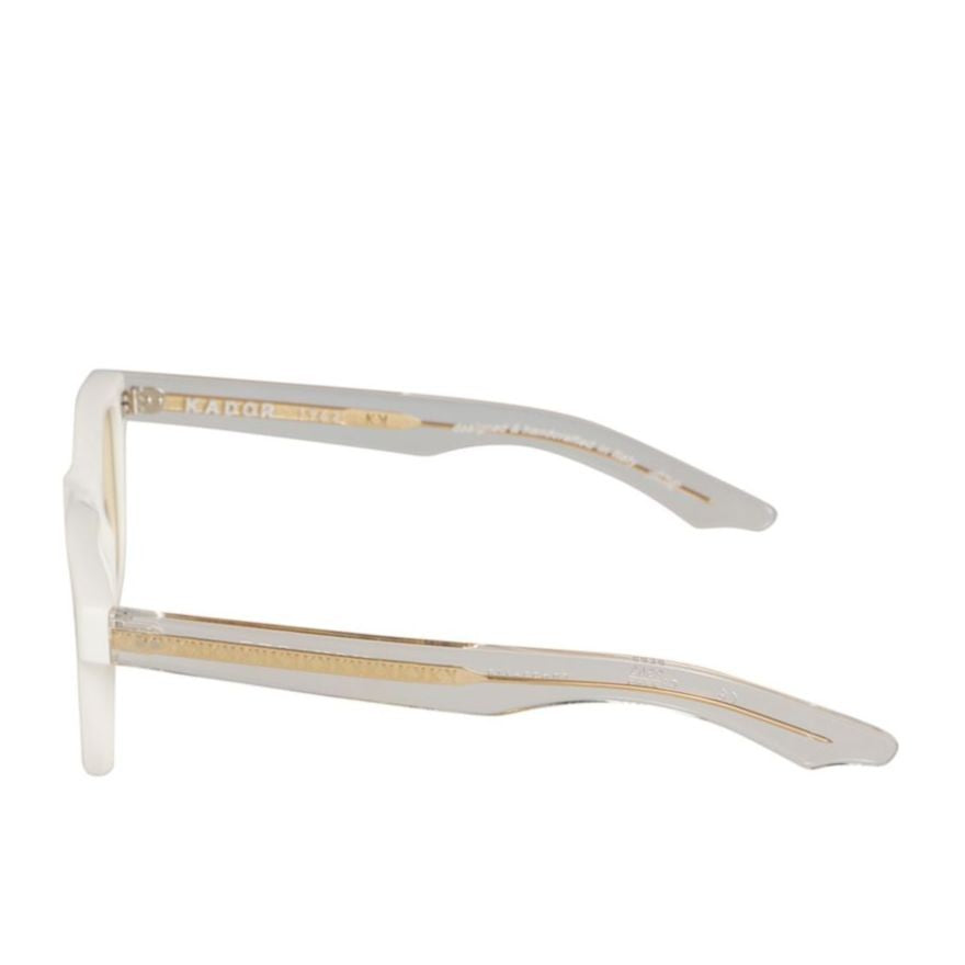 Kador Voyager 23 Translucent White Rectangular Sunglasses With Gold Accents