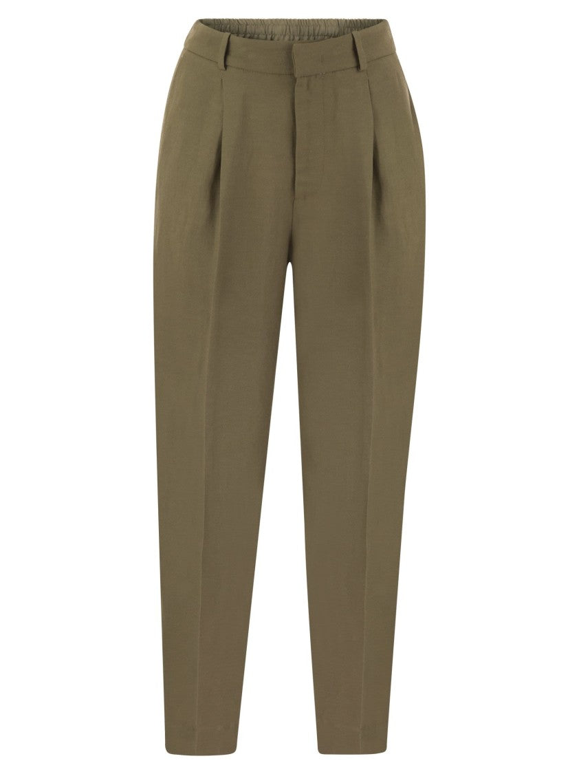 Pt Torino Daisy - Viscose And Linen Trousers