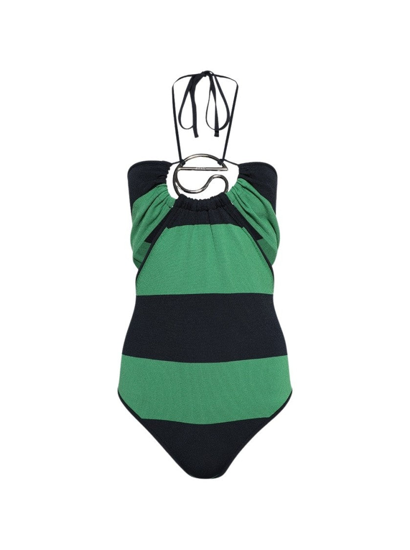 Coperni Knitted Striped Bodysuit Green And Blue