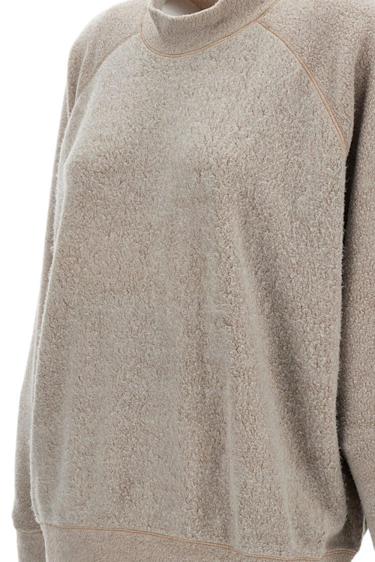 Epl Textured Crew Neck Jumper With Raglan Sleeves And Reinforced Seams