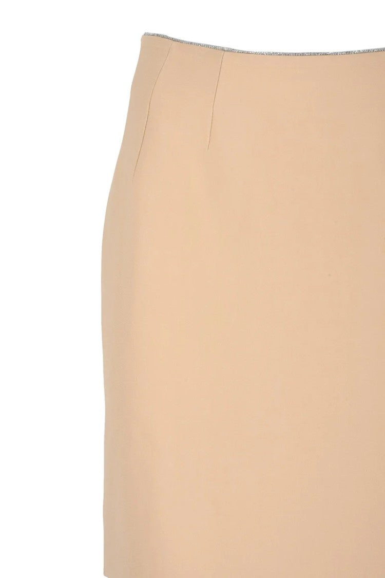 Elisabetta Franchi Midi Skirt Beige Viscose Elastane