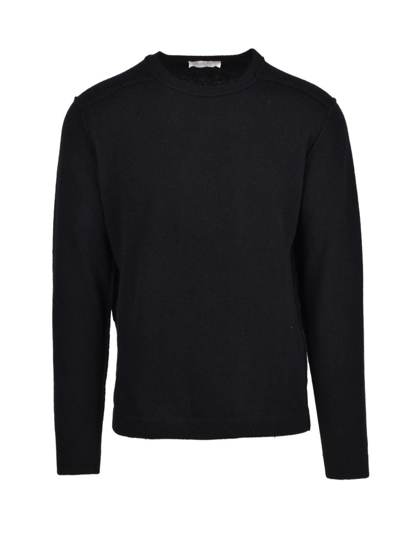 Wool & Co Black External Seam Wool Crewneck Sweater