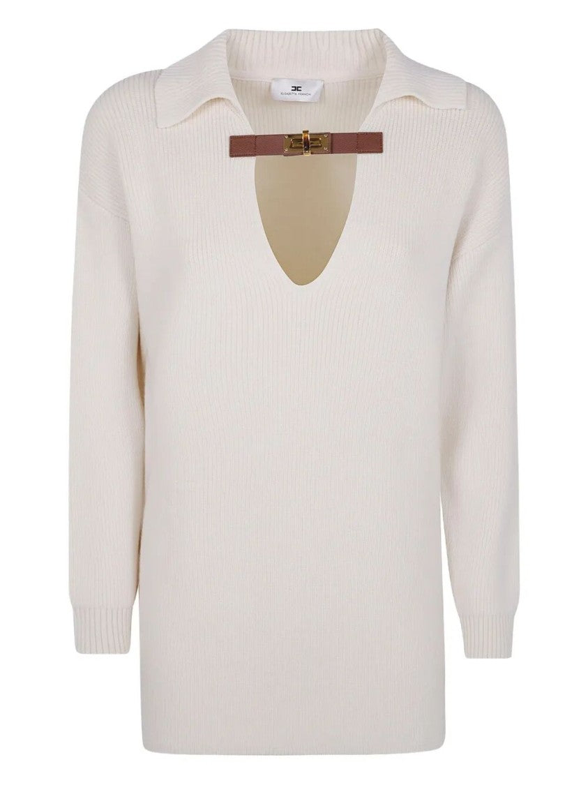 Elisabetta Franchi Ribbed V-Neck Sweater