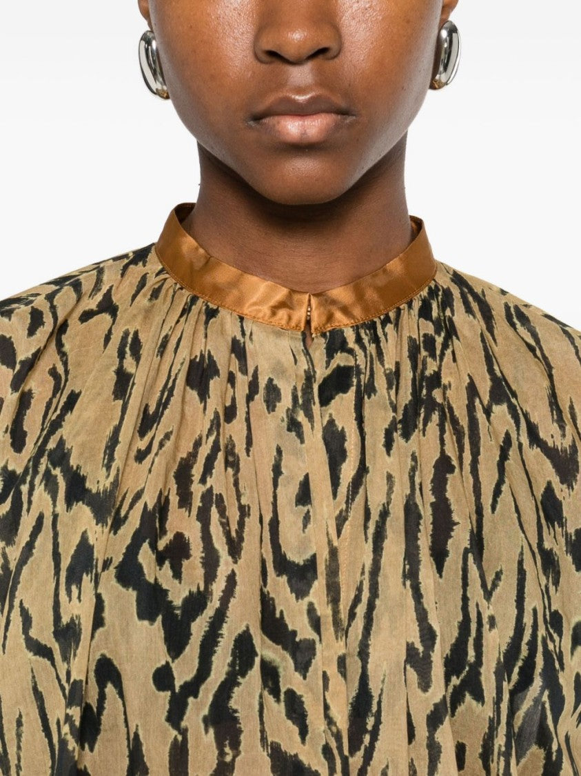 Forte Forte Loose-Fit Blouse With Abstract Animal Print