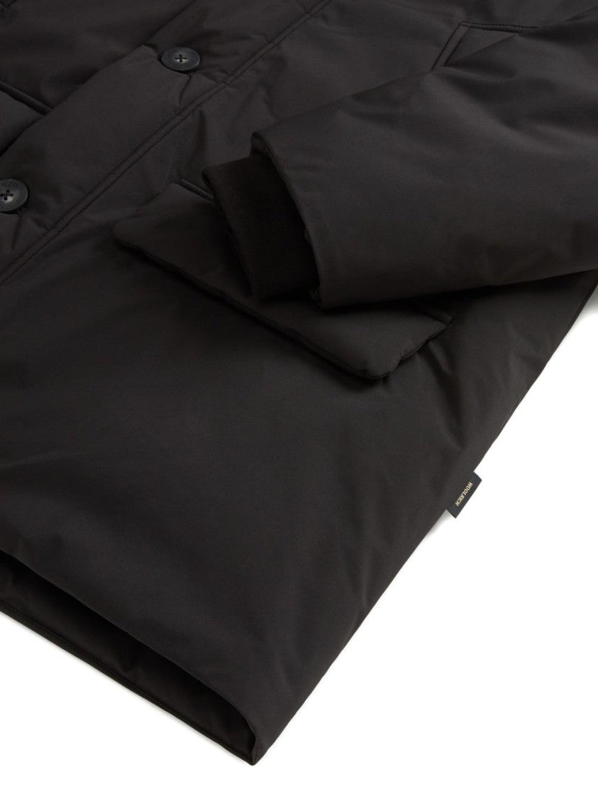 Woolrich Padded Black Parka With High Collar
