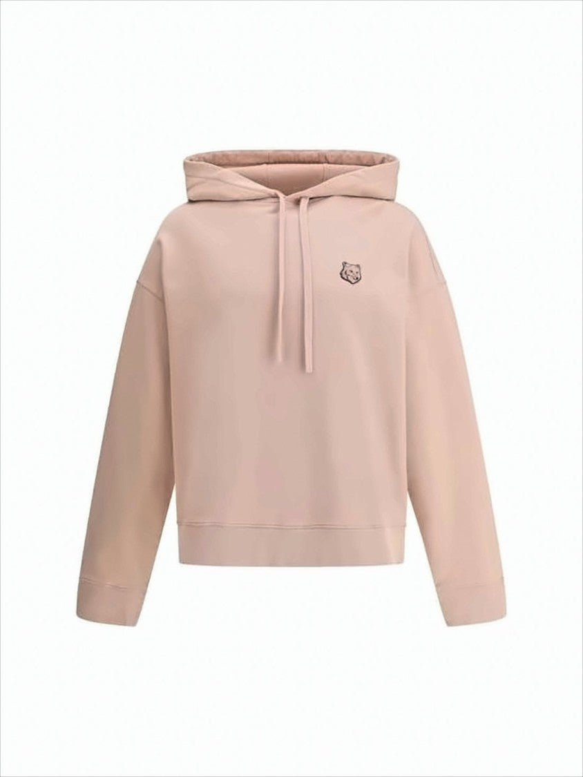 Maison Kitsuné Cropped Blush Hoodie With Drawstring